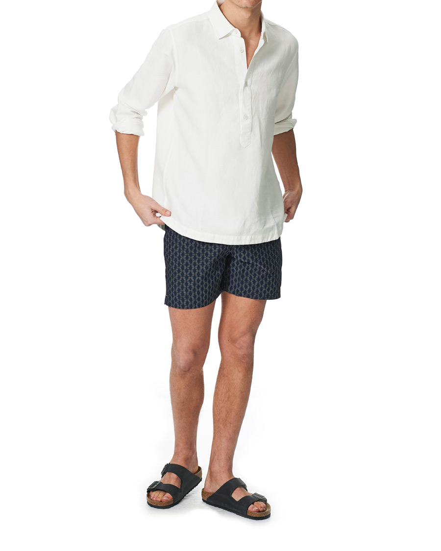 Herre | Badeshorts | Orlebar Brown | Bulldog X Jaquard Weave Swim Shorts Navy/Cloud