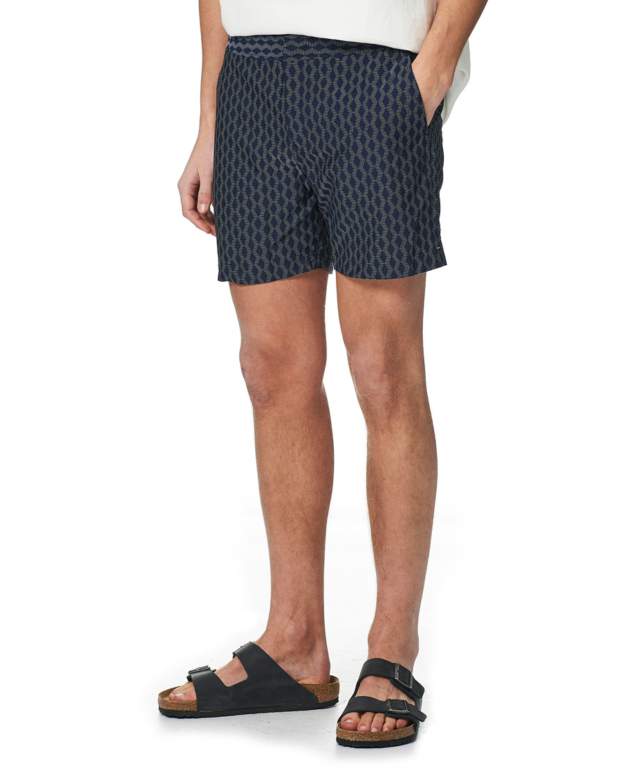 Herre | Badeshorts | Orlebar Brown | Bulldog X Jaquard Weave Swim Shorts Navy/Cloud