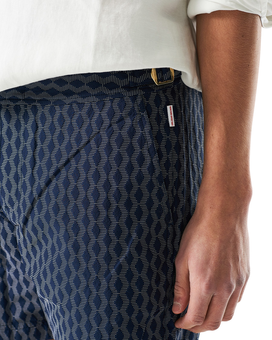 Herre | Badeshorts | Orlebar Brown | Bulldog X Jaquard Weave Swim Shorts Navy/Cloud