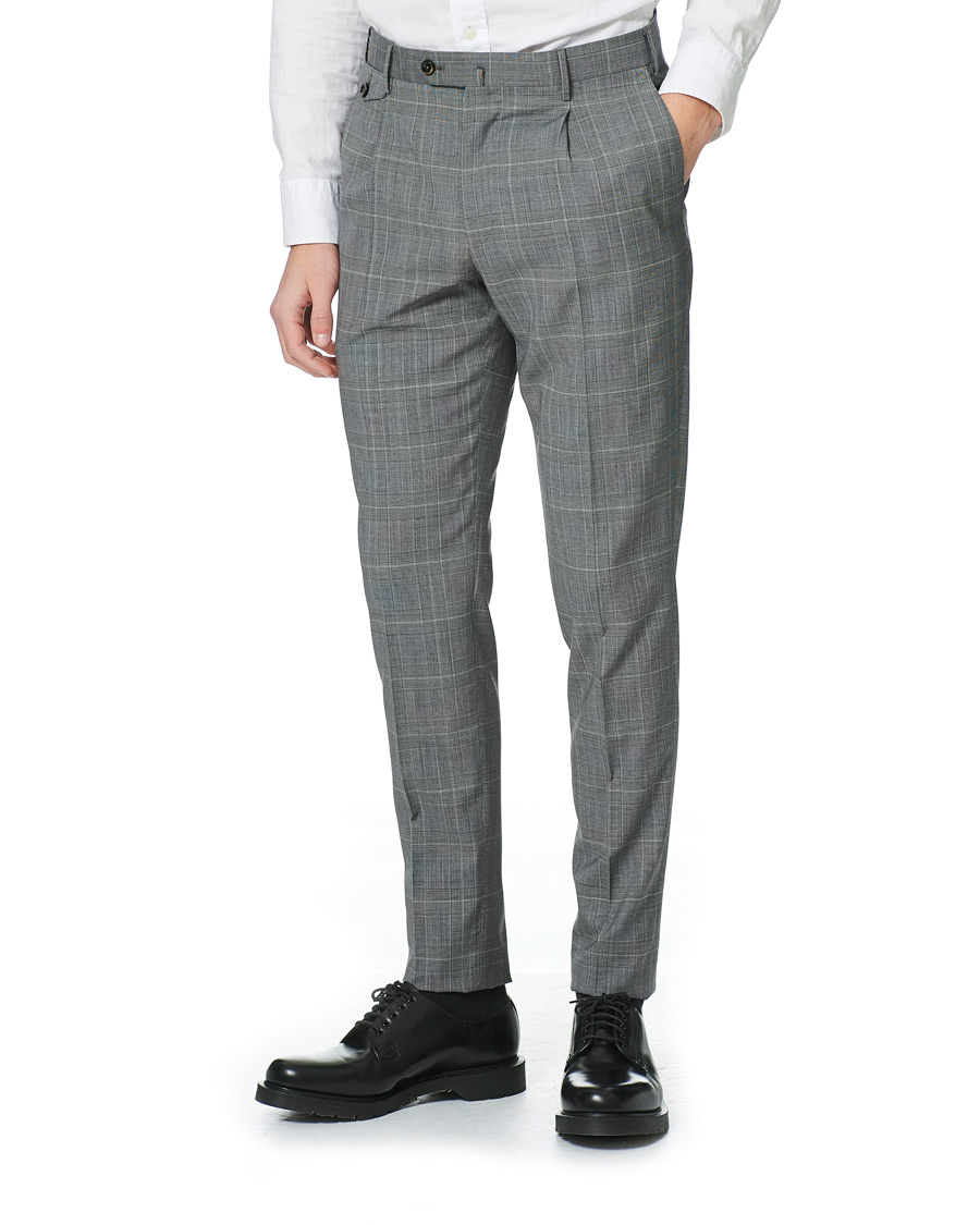Herre | Bukser | PT01 | Gentleman Fit Wool Check Trousers Light Grey