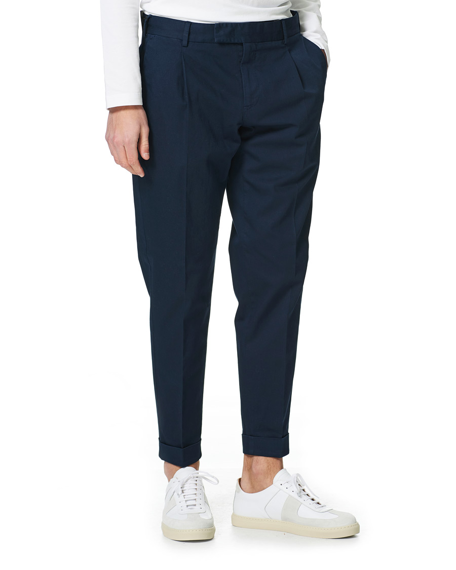 Herre | Bukser | PT01 | Slim Fit Comfort Linen Trousers Dark Blue