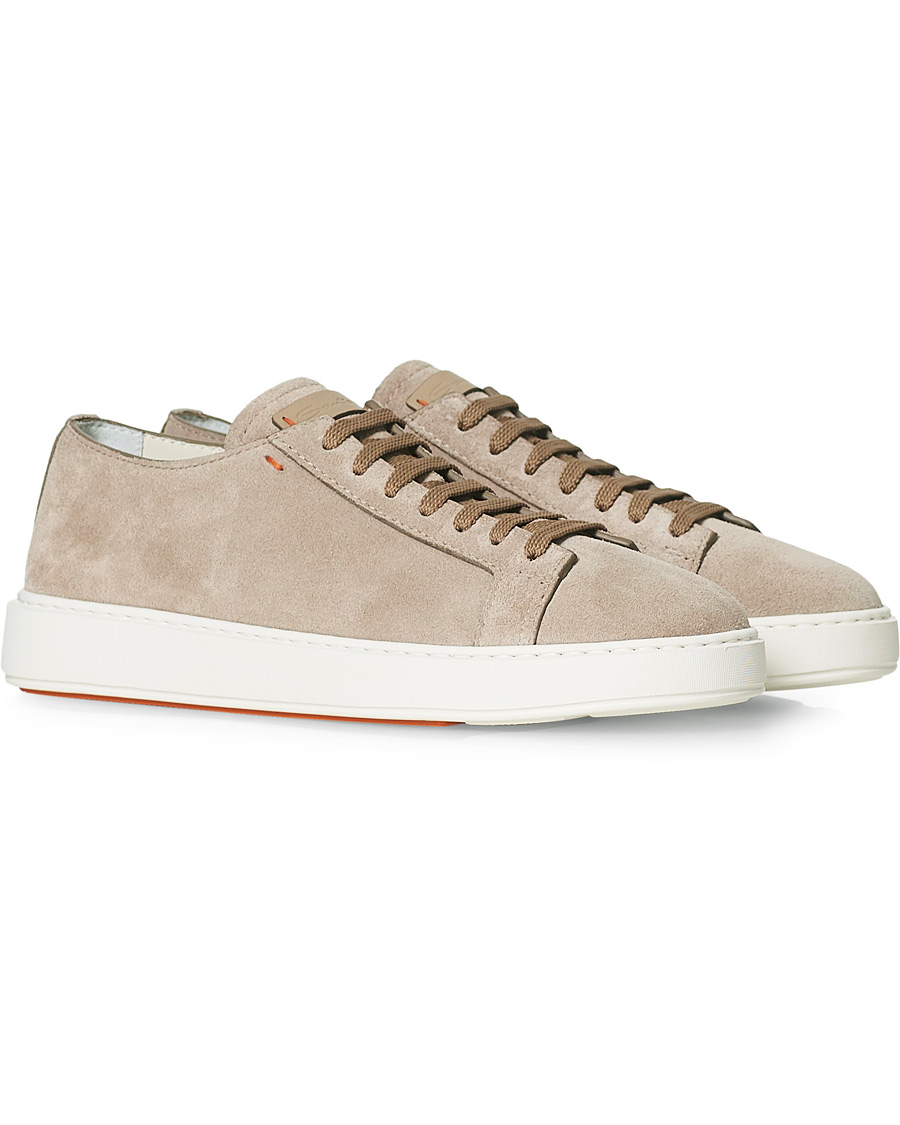 Herre | Santoni Derby Plain Sneaker Beige Suede | Santoni | Derby Plain Sneaker Beige Suede