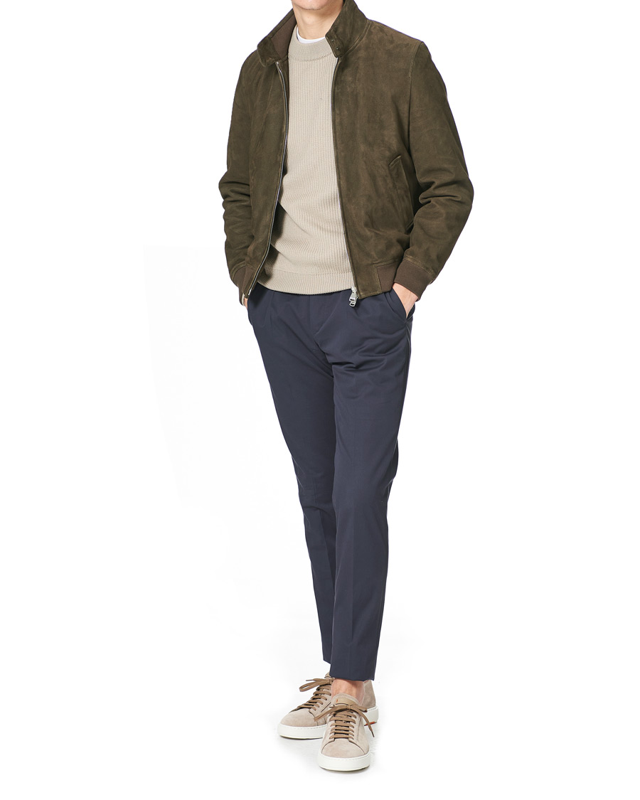 Herre | Santoni Derby Plain Sneaker Beige Suede | Santoni | Derby Plain Sneaker Beige Suede