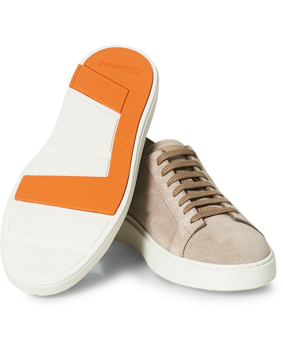 Herre | Santoni Derby Plain Sneaker Beige Suede | Santoni | Derby Plain Sneaker Beige Suede