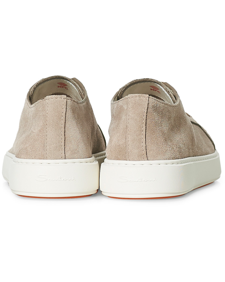Herre | Santoni Derby Plain Sneaker Beige Suede | Santoni | Derby Plain Sneaker Beige Suede
