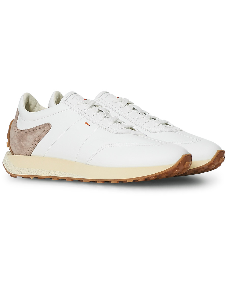Herre |  | Santoni | Running Sneaker White Calf