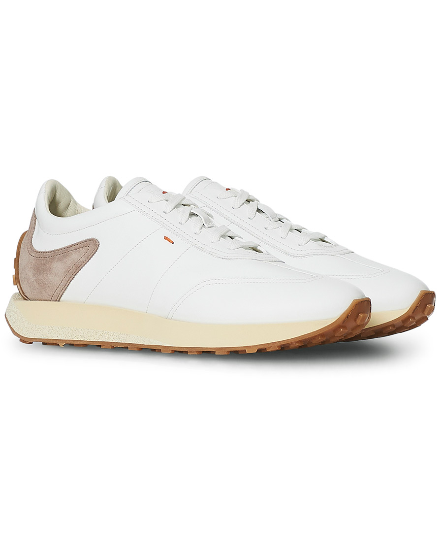 Herre | Santoni Running Sneaker White Calf | Santoni | Running Sneaker White Calf
