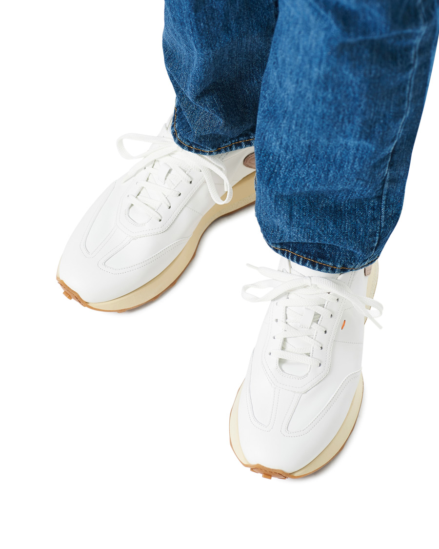 Herre | Santoni Running Sneaker White Calf | Santoni | Running Sneaker White Calf