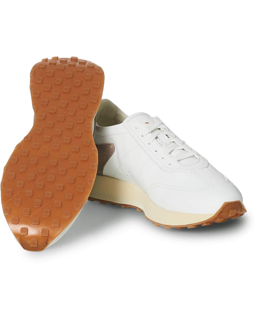 Herre | Santoni Running Sneaker White Calf | Santoni | Running Sneaker White Calf