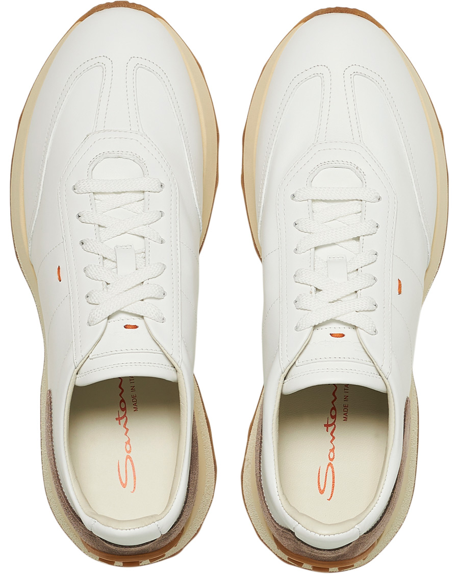 Herre | Santoni Running Sneaker White Calf | Santoni | Running Sneaker White Calf
