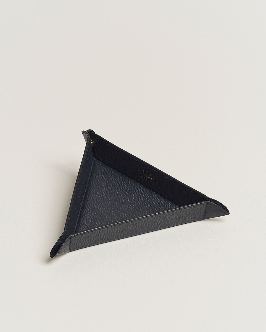 Herre | Smythson Panama Leather Coin Tray Navy | Smythson | Panama Leather Coin Tray Navy