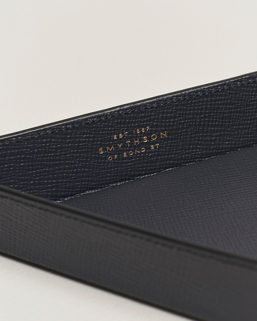 Herre | Smythson Panama Leather Coin Tray Navy | Smythson | Panama Leather Coin Tray Navy