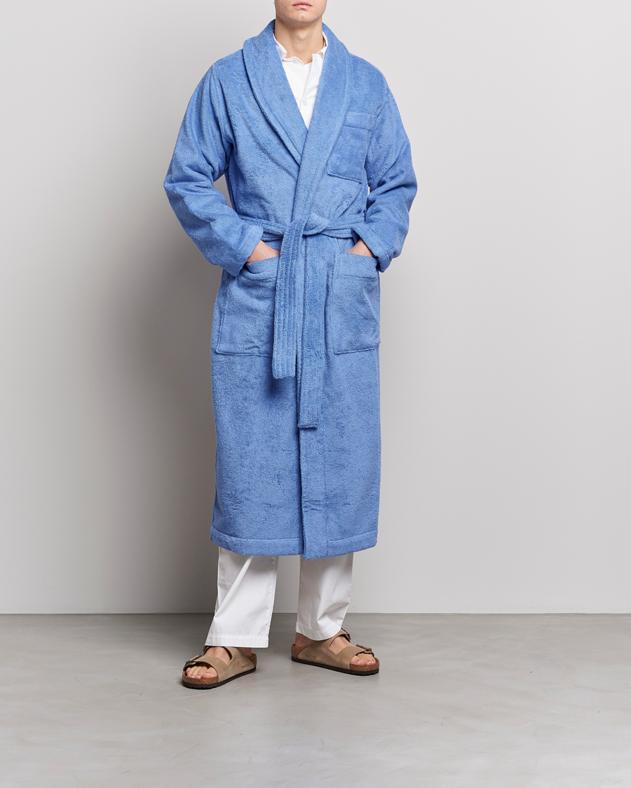 Herre | Pyjamaser og badekåper | Tekla | Organic Terry Classic Bathrobe Clear Blue