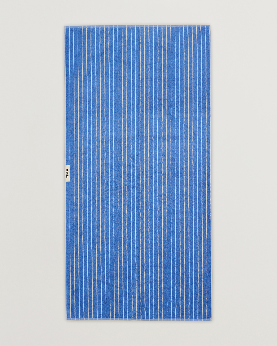 Herre |  | Tekla | Organic Terry Bath Towel Clear Blue Stripes