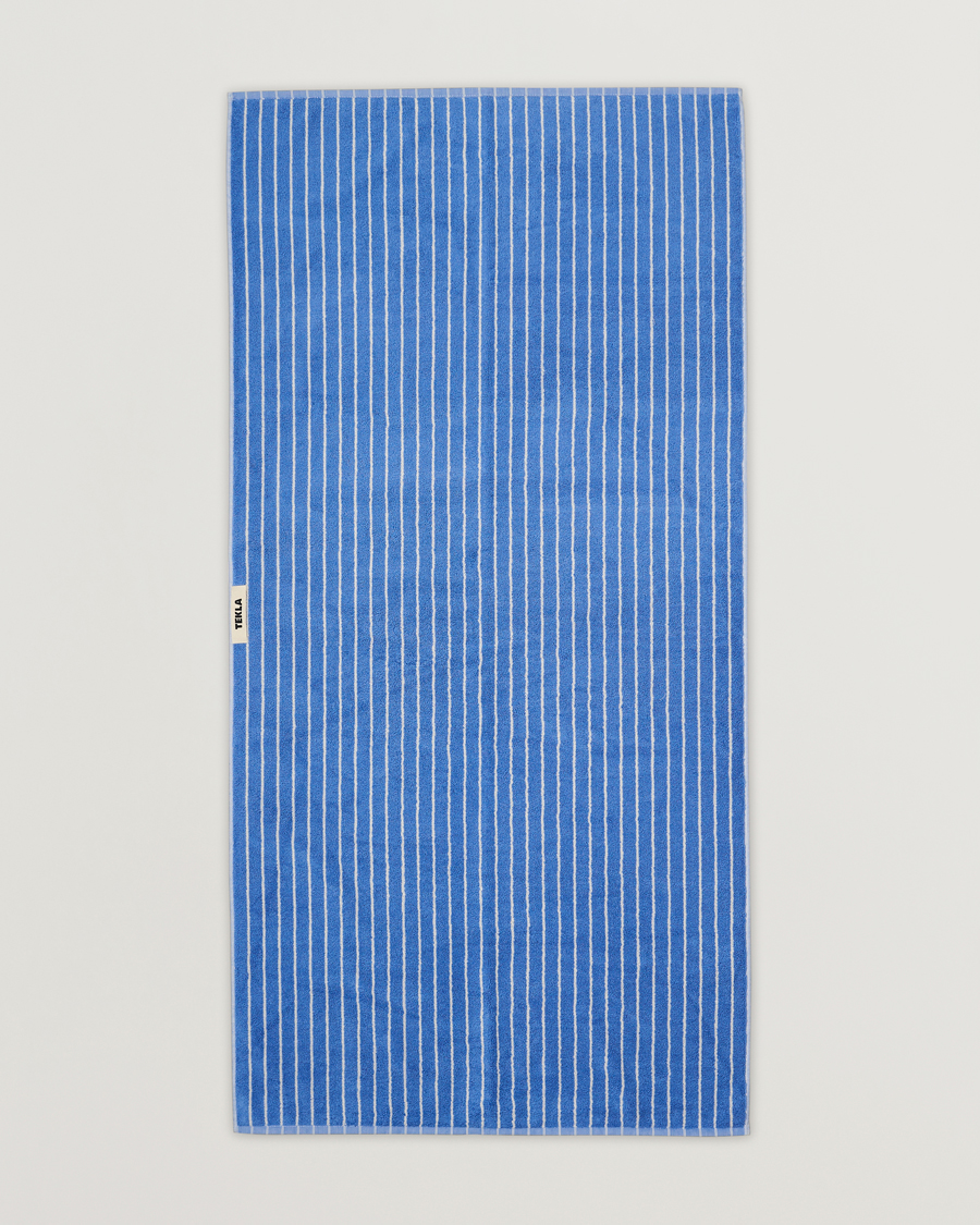 Herre | Håndklær | Tekla | Organic Terry Bath Towel Clear Blue Stripes