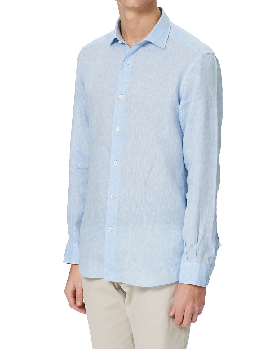 Herre | Skjorter | Ermenegildo Zegna | Slim Fit Linen Shirt Light Blue