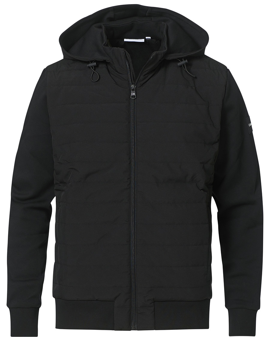Herre | Gensere | Calvin Klein | Quilted Nylon Mix Full Zip Hoodie Black