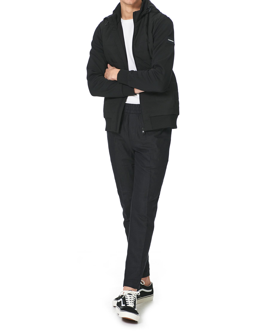 Herre | Gensere | Calvin Klein | Quilted Nylon Mix Full Zip Hoodie Black