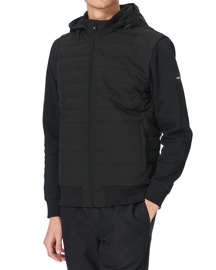 Herre | Gensere | Calvin Klein | Quilted Nylon Mix Full Zip Hoodie Black
