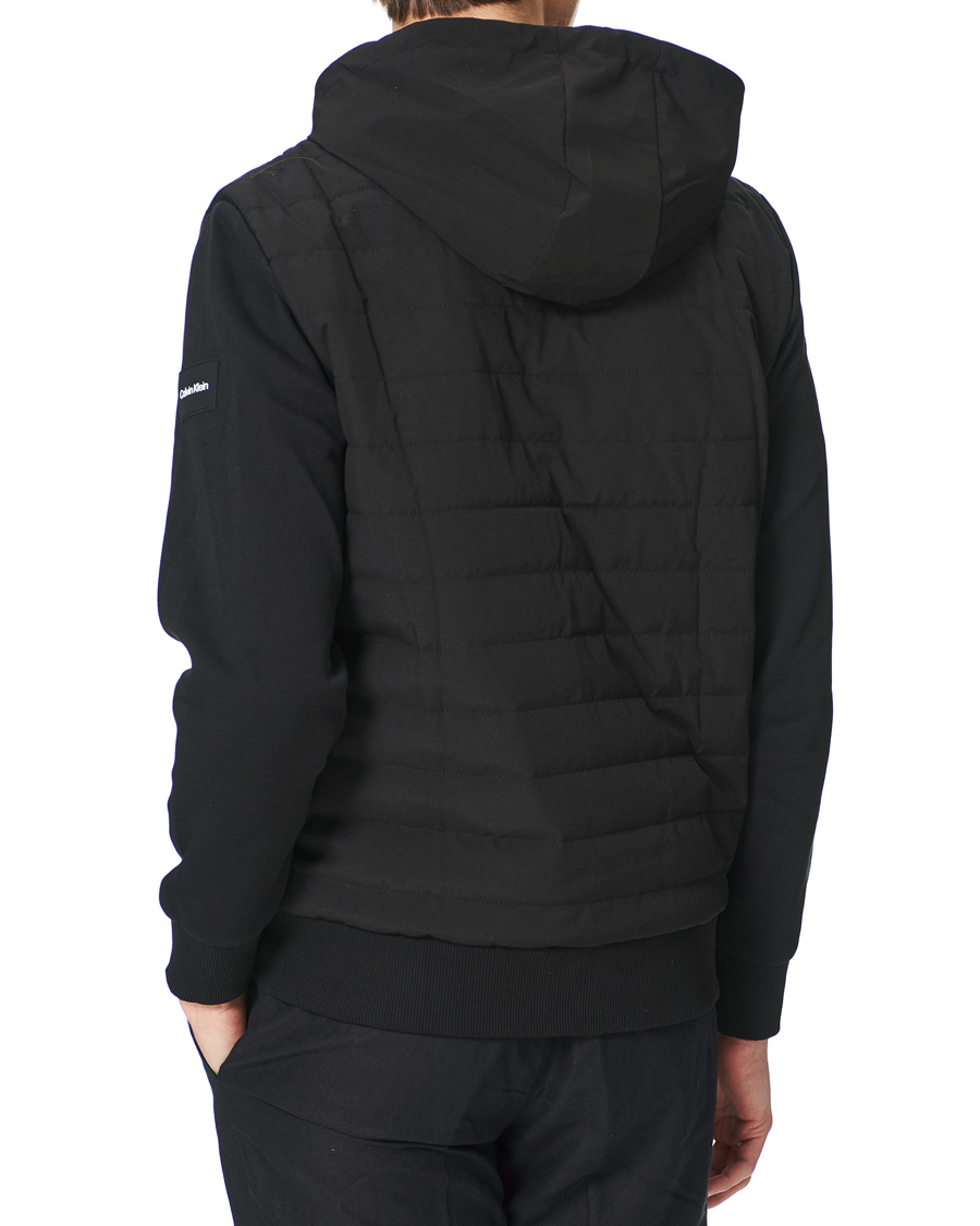 Herre | Gensere | Calvin Klein | Quilted Nylon Mix Full Zip Hoodie Black