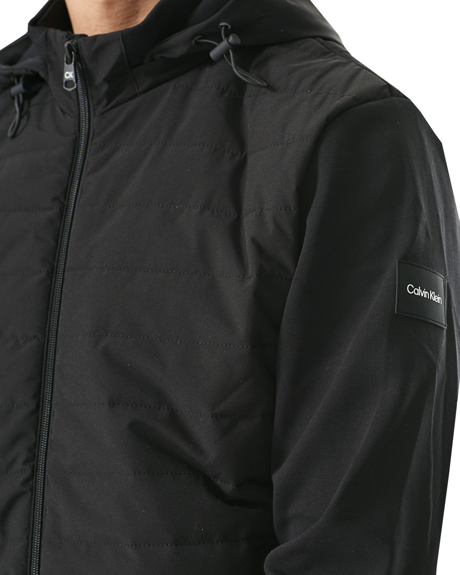 Herre | Gensere | Calvin Klein | Quilted Nylon Mix Full Zip Hoodie Black