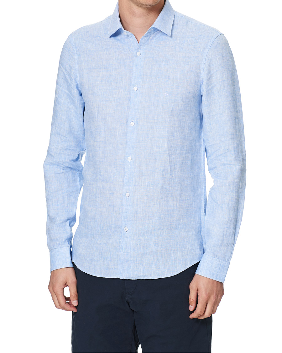 Herre | Skjorter | Calvin Klein | Slim Fit Linen Shirt Blue
