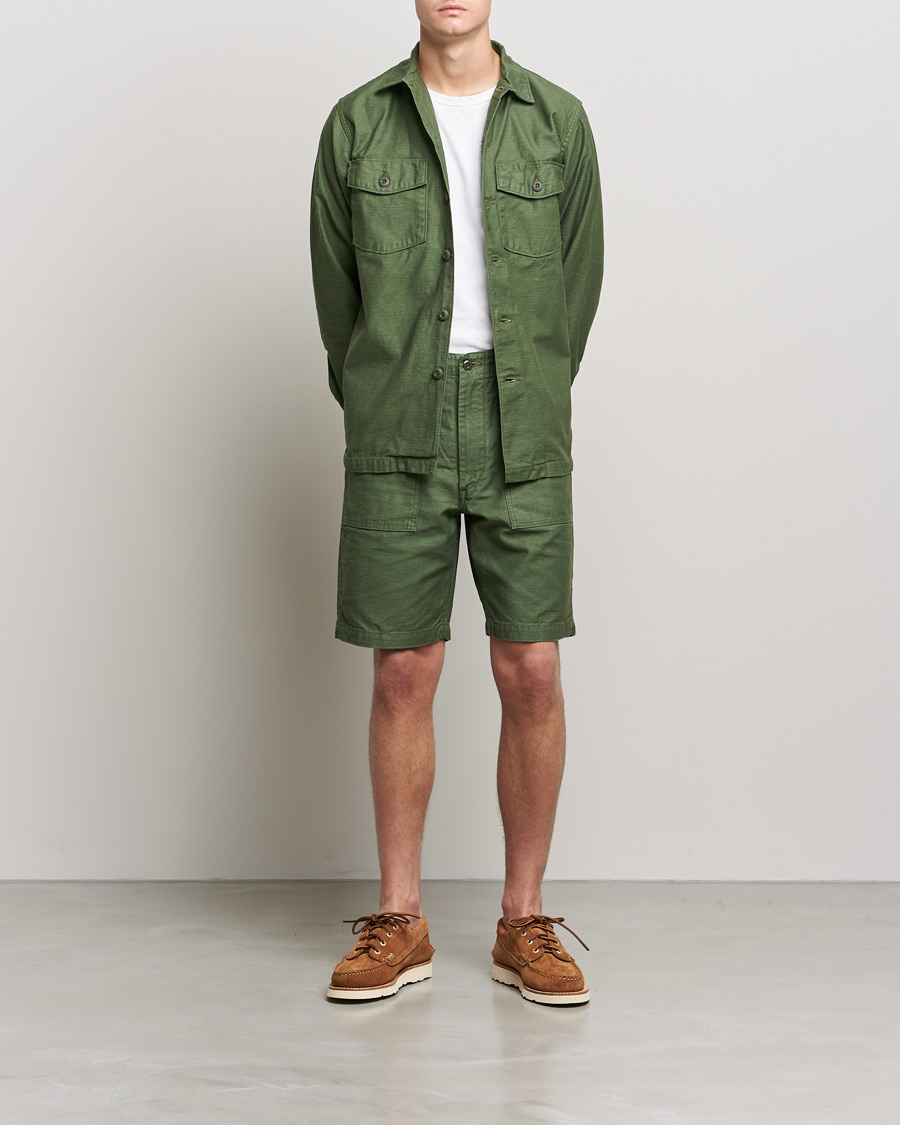 Herre | Shorts | orSlow | Slim Fit Original Sateen Fatigue Shorts Green