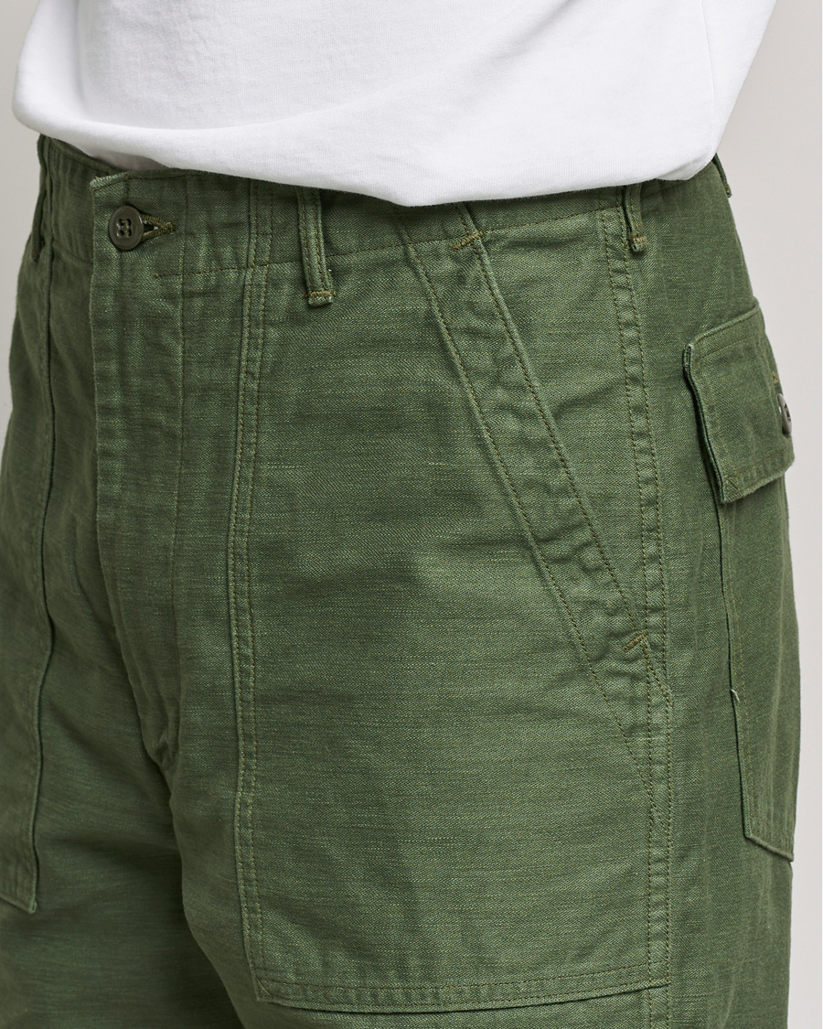 Herre | Shorts | orSlow | Slim Fit Original Sateen Fatigue Shorts Green