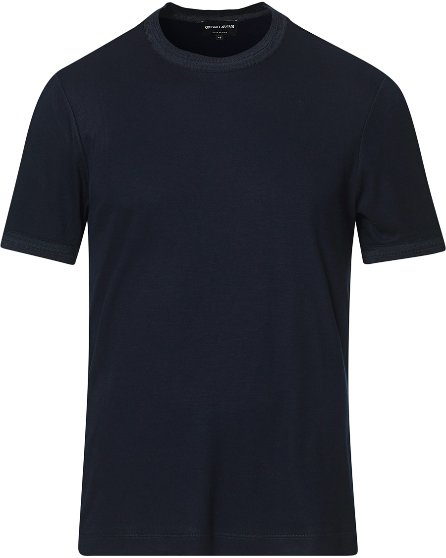 Herre | T-Shirts | Giorgio Armani | Soft Silk T-Shirt Navy