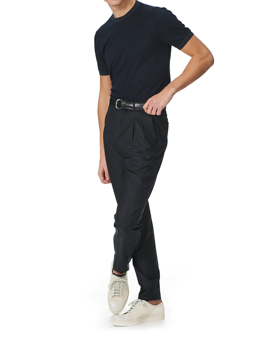 Herre | T-Shirts | Giorgio Armani | Soft Silk T-Shirt Navy