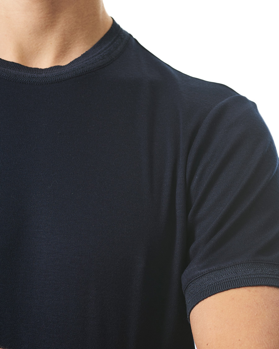 Herre | T-Shirts | Giorgio Armani | Soft Silk T-Shirt Navy