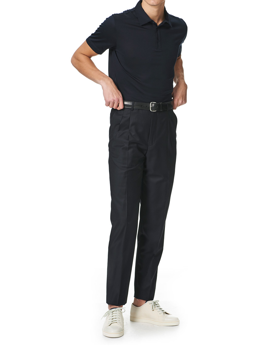 Herre |  | Giorgio Armani | Cotton/Silk Short Sleeve Polo Navy