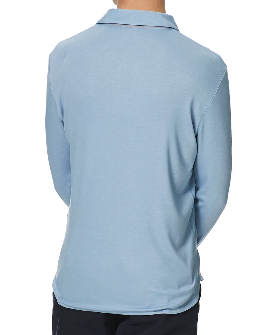 Herre | Gensere | Giorgio Armani | Silk Blend Long Sleeve Polo Light Blue