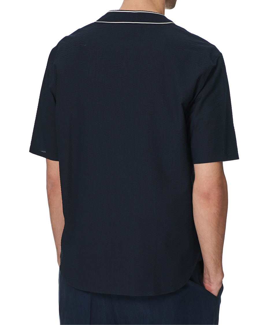 Herre | Skjorter | Giorgio Armani | Short Sleeve Seersucker Guru Shirt Navy
