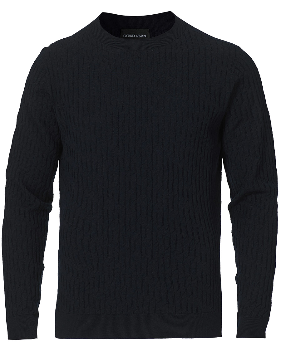 Herre | Gensere | Giorgio Armani | Wool Blend Crew Neck Sweater Navy
