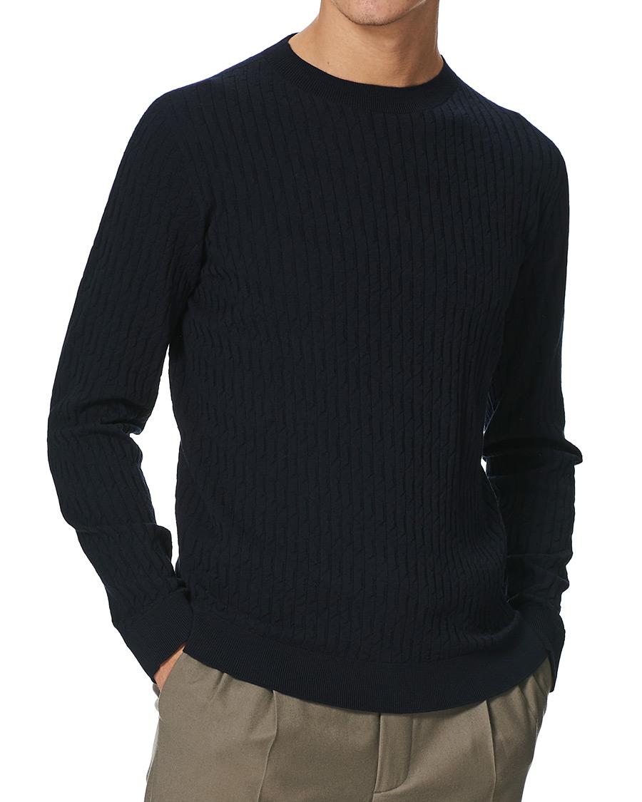 Herre | Gensere | Giorgio Armani | Wool Blend Crew Neck Sweater Navy