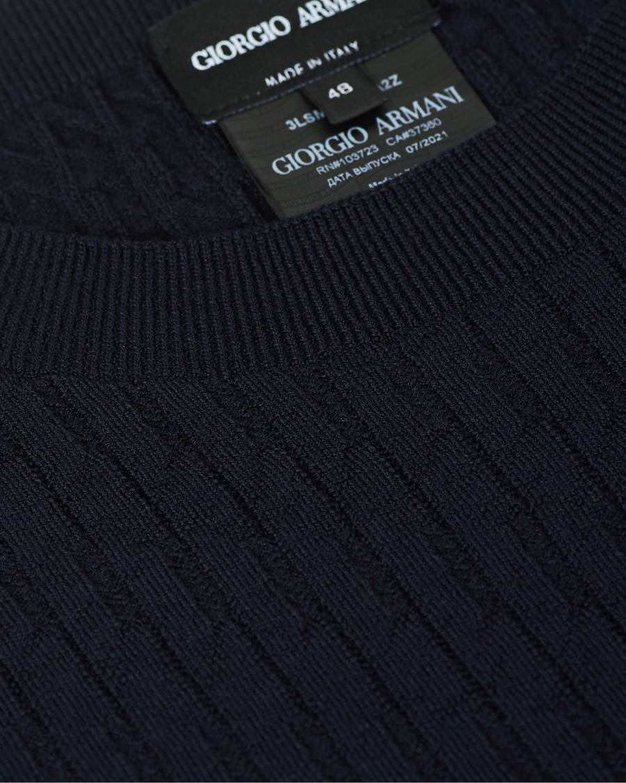 Herre | Gensere | Giorgio Armani | Wool Blend Crew Neck Sweater Navy