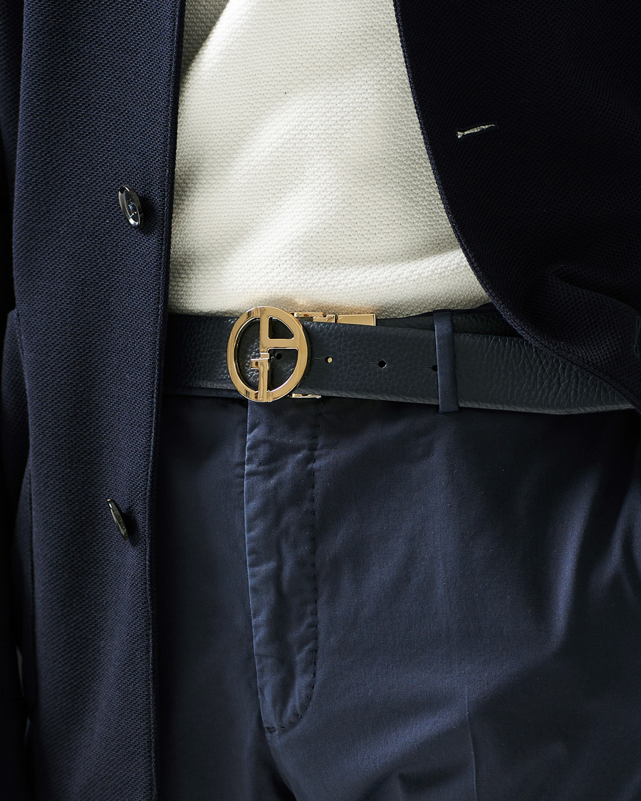 Herre | Giorgio Armani Reversible Leather Belt Navy/Black | Giorgio Armani | Reversible Leather Belt Navy/Black