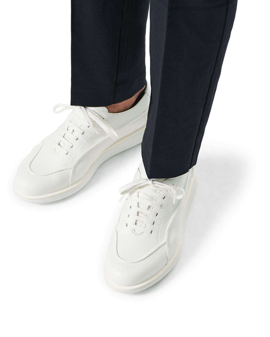Herre | Giorgio Armani Deerskin Leather Sneakers White | Giorgio Armani | Deerskin Leather Sneakers White