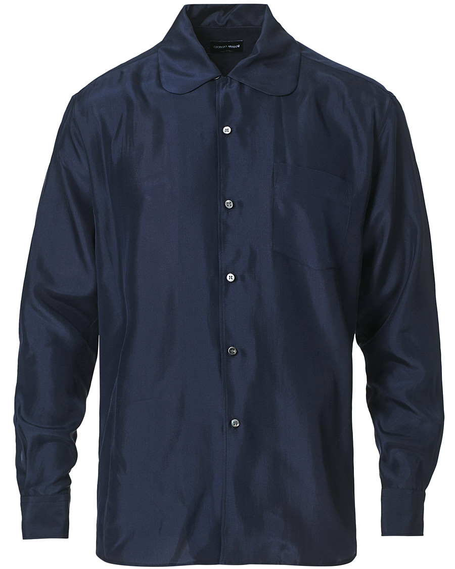 Herre | Skjorter | Giorgio Armani | Loose Fit Silk Shirt Navy