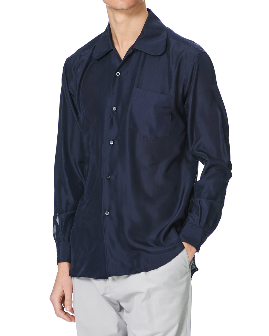 Herre | Skjorter | Giorgio Armani | Loose Fit Silk Shirt Navy
