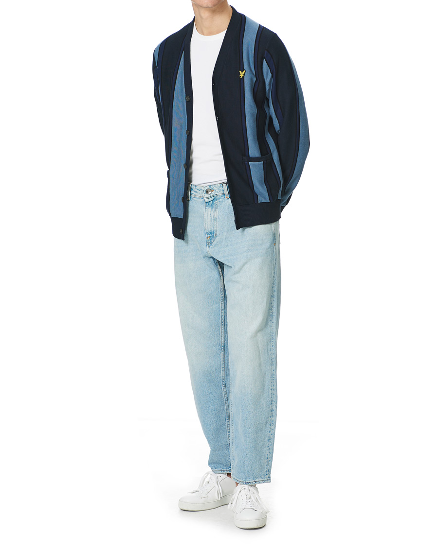 Herre | Gensere | Lyle & Scott | Stripe Cardigan Slate Blue/Navy
