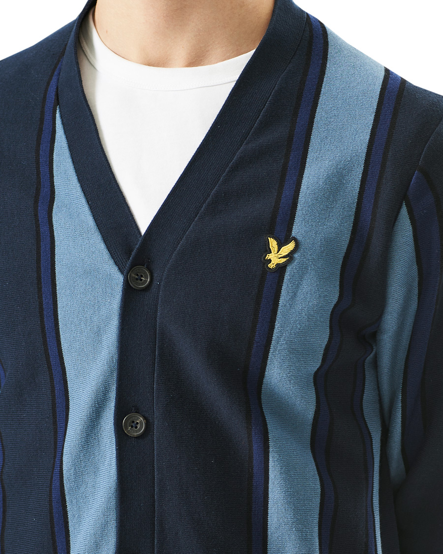 Herre | Gensere | Lyle & Scott | Stripe Cardigan Slate Blue/Navy