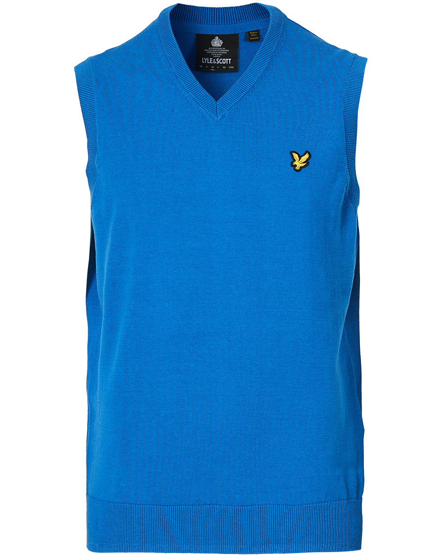Herre | Gensere | Lyle & Scott | Cotton V-Neck Vest Spring Blue