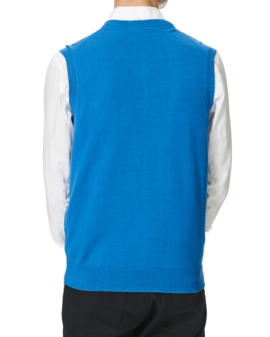 Herre | Gensere | Lyle & Scott | Cotton V-Neck Vest Spring Blue