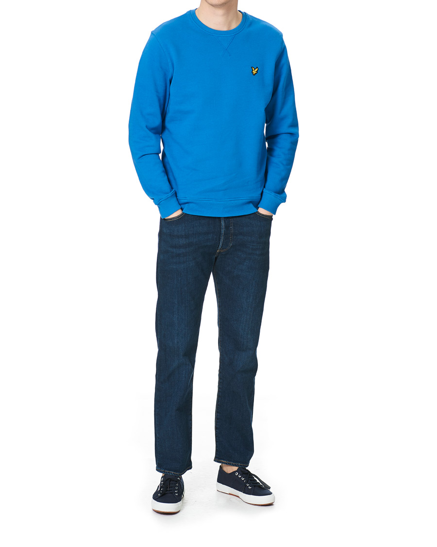 Herre | Gensere | Lyle & Scott | Crew Neck Organic Cotton Sweatshirt Spring Blue