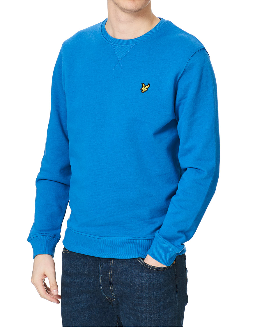 Herre | Gensere | Lyle & Scott | Crew Neck Organic Cotton Sweatshirt Spring Blue