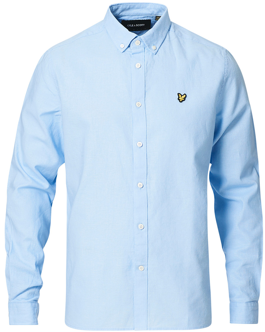 Herre | Skjorter | Lyle & Scott | Linen/Cotton Shirt Light Blue