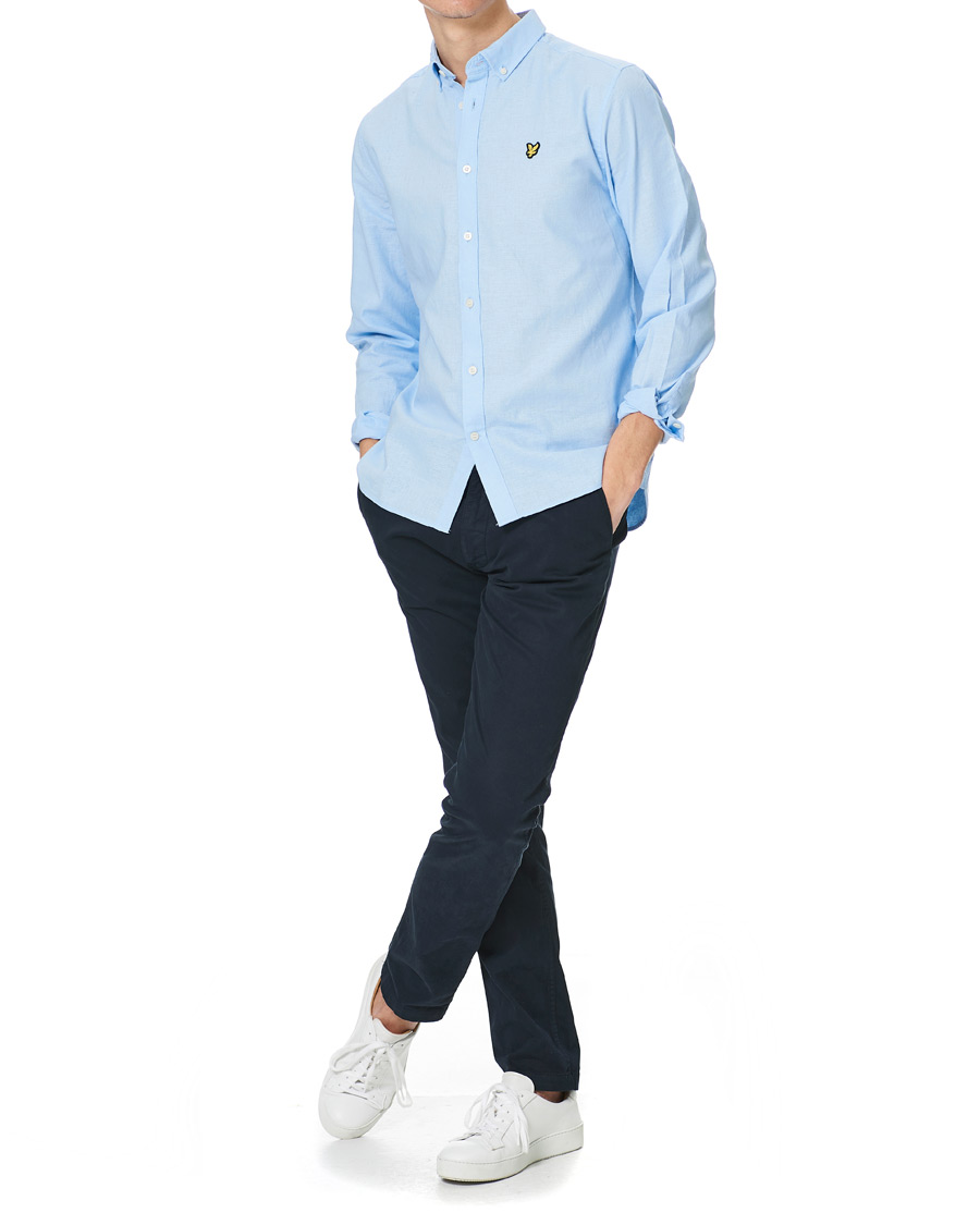 Herre | Skjorter | Lyle & Scott | Linen/Cotton Shirt Light Blue
