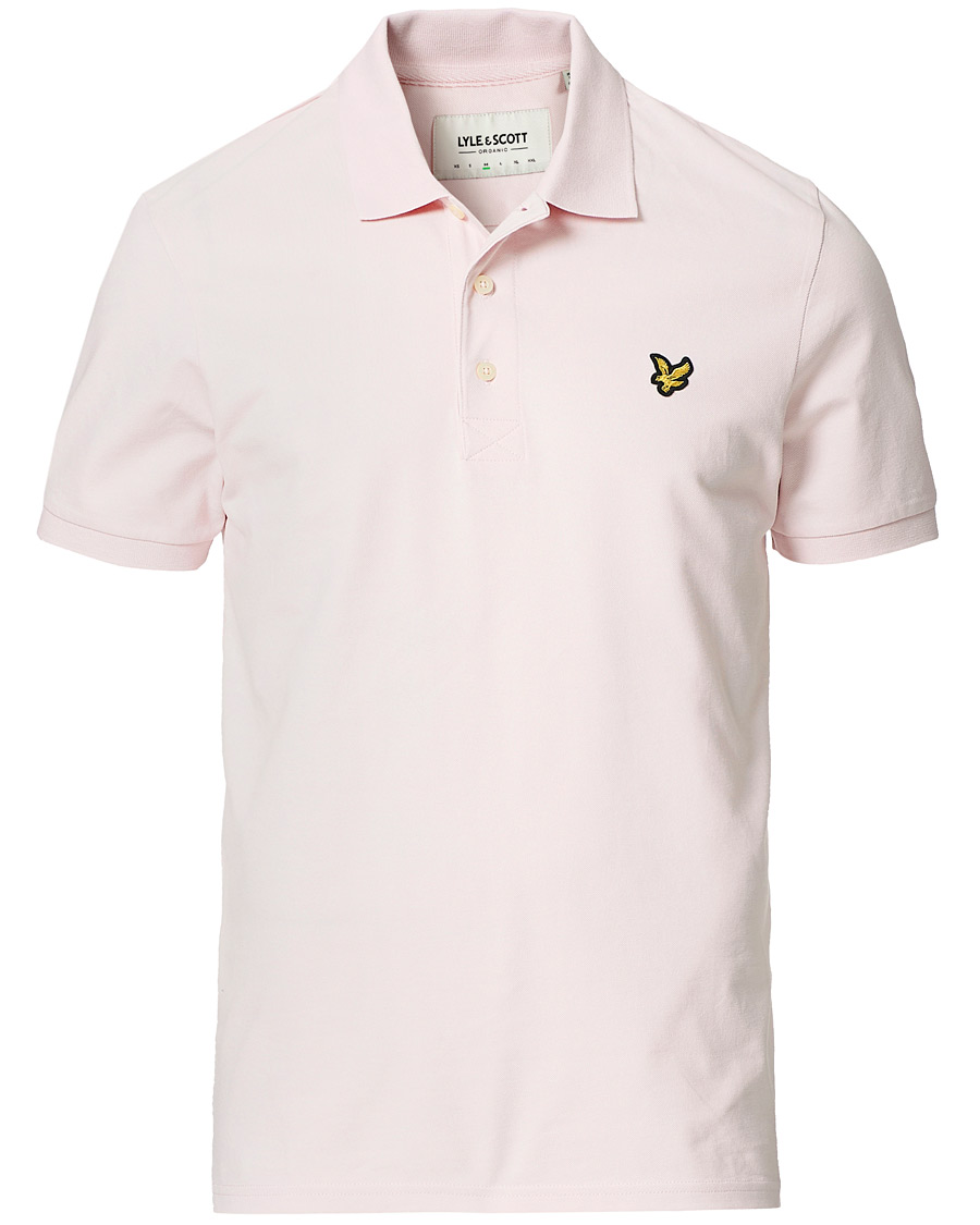 Herre | Pikéer | Lyle & Scott | Plain Organic Cotton Pique Polo Shirt Light Pink